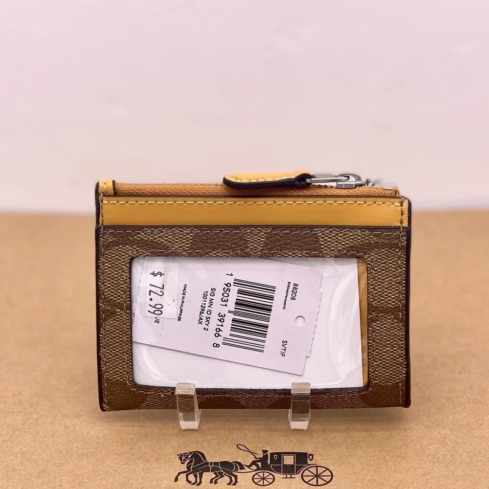 Coach Mini Skinny ID Case Small Wallet in Signature Canvas